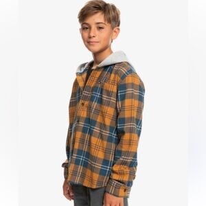 Quicksilver Kids' Halidon Plaid Stretch Cotton Hooded Shirt